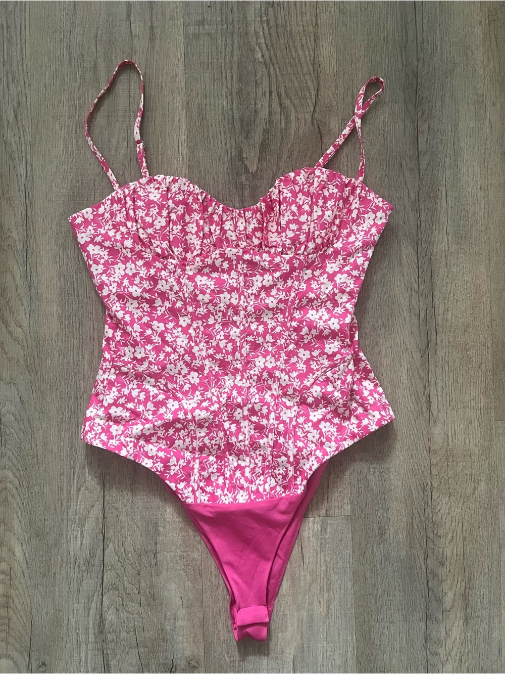 Zara Bright Pink Floral Bustier One-Piece